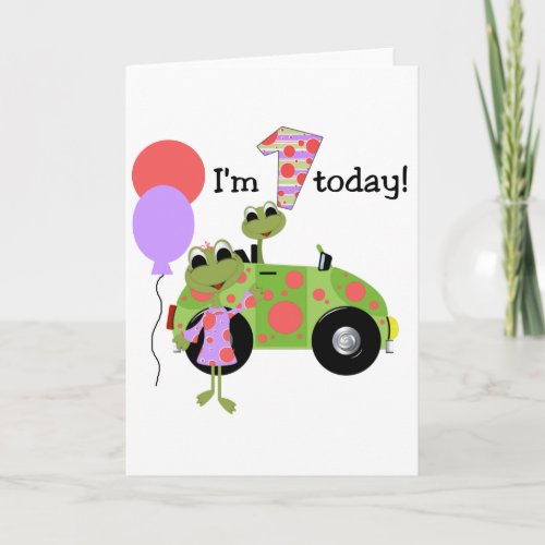 Mod Frogs 1st Birthday Card