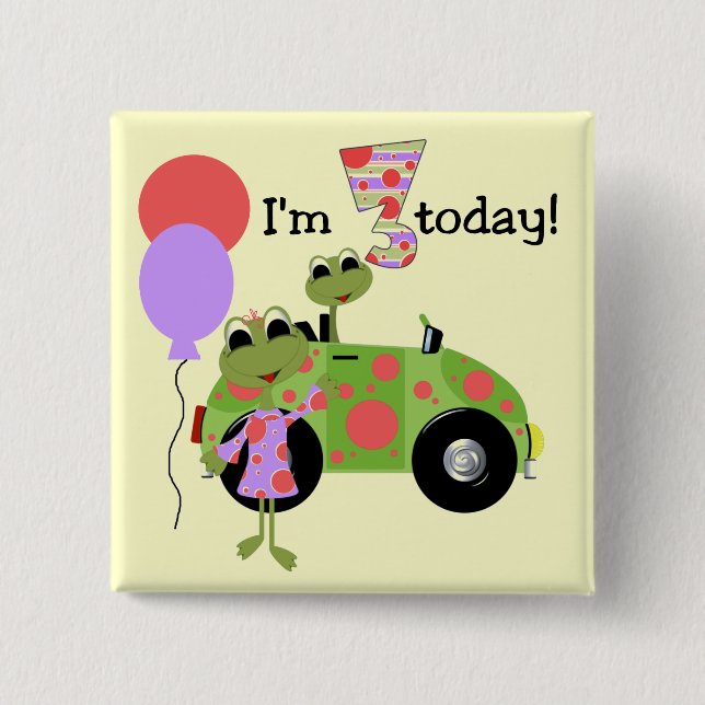Mod Frogs 3rd Birthday Tshirts and Gifts Pinback Button (Front)