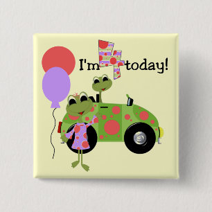 Mod Frogs 4th Birthday Tshirts and Gifts Button