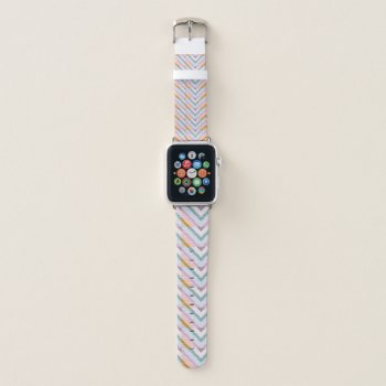 Mod Geo Chevron Graphic Design In Pastel Colors Apple Watch Band by JuneJournal at Zazzle