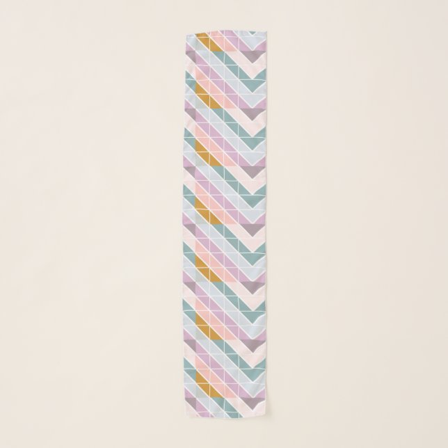 Mod Geo Chevron Graphic Design in Pastel Colors Scarf (Front)