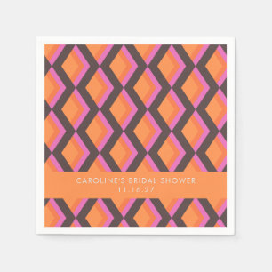 Mod Geometric Pink Brown Custom Bridal Shower Napkins