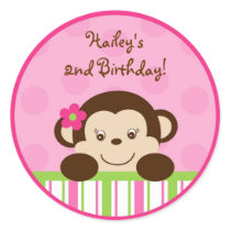 Mod Girl Monkey Cupcake Toppers Stickers