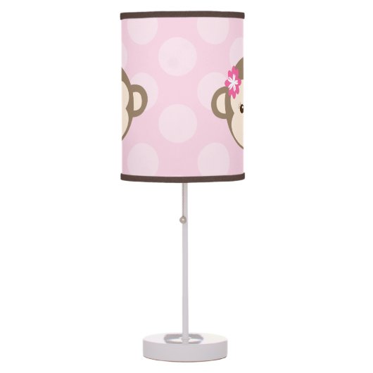 Mod Girl Monkey Nursery Lamp (Pink) (Front)