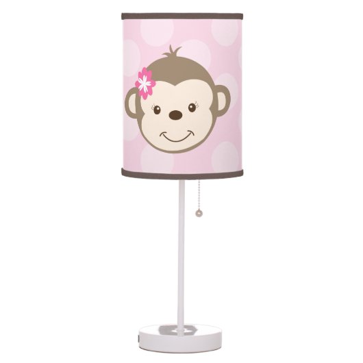 Mod Girl Monkey Nursery Lamp (Pink) (Left)