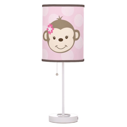 Mod Girl Monkey Nursery Lamp (Pink) (Right)