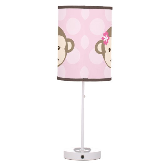 Mod Girl Monkey Nursery Lamp (Pink) (Back)