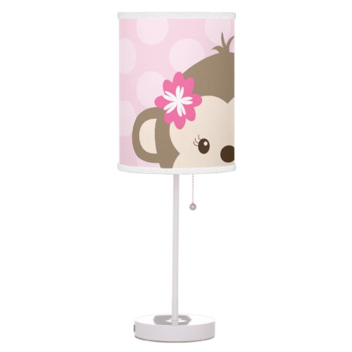 Mod Girl Peeking Monkey Nursery Lamp Pink