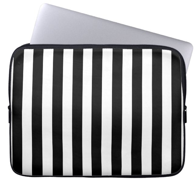 MOD GIRLY BLACK STRIPES PATTERN LAPTOP SLEEVE (Front)