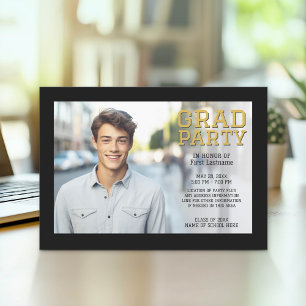 Mod Graduation Photo Announcement - Black Gold