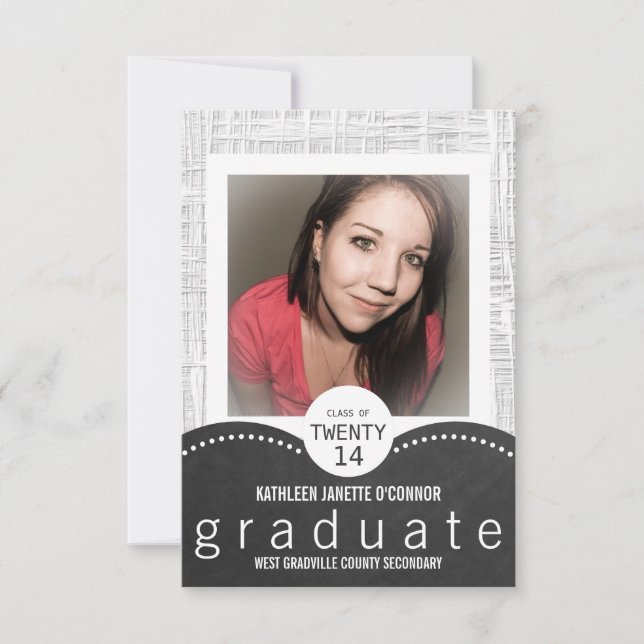 Mod Gray Chalkboard Photo Grad Party Invitation (Front)