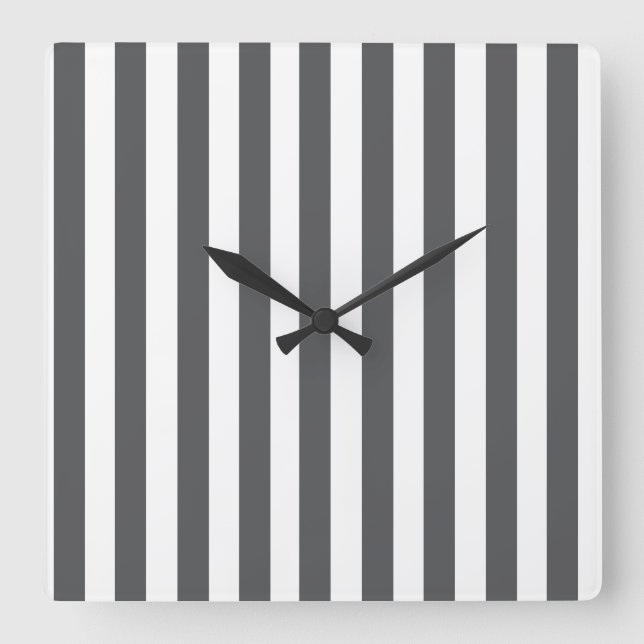 Mod Gray Stripes Pattern Square Wall Clock (Front)