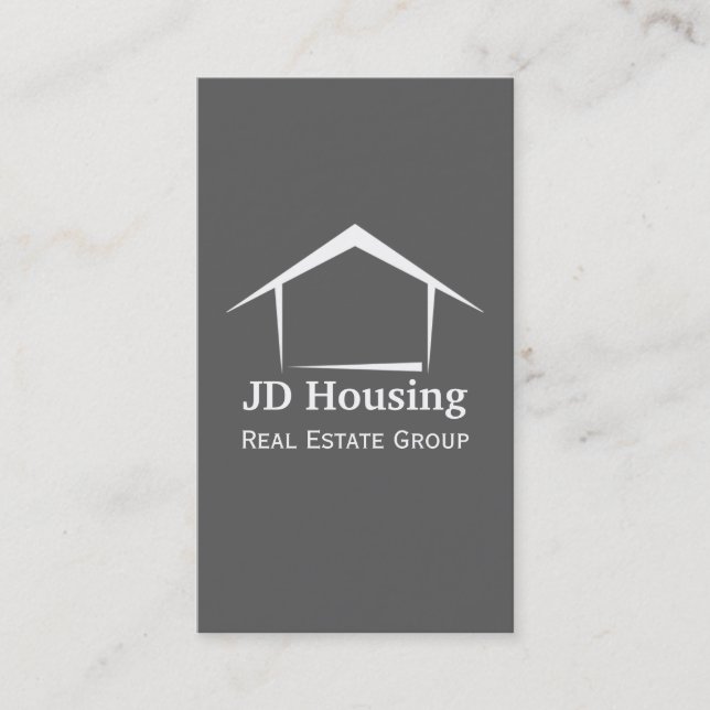 Mod gray white Classy Real estate  businesscards Business Card (Front)