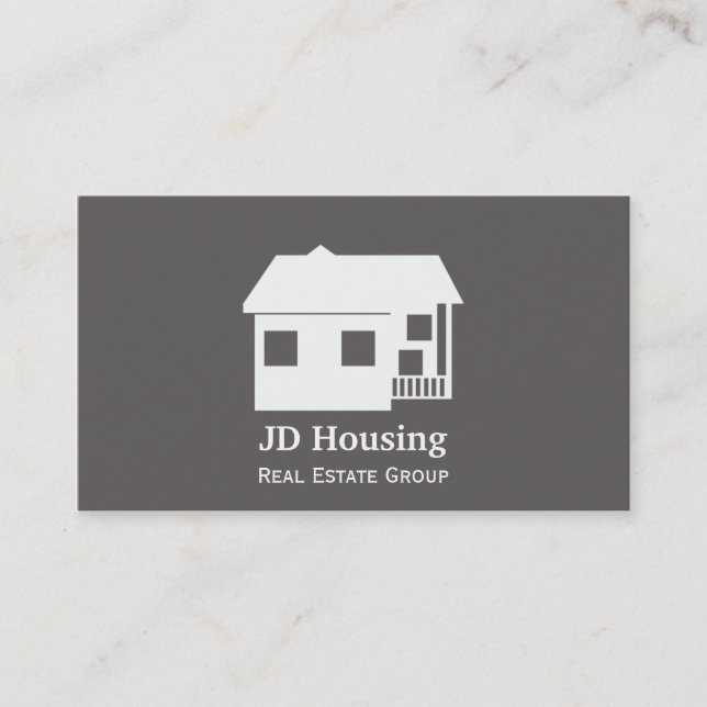 Mod Gray White Classy Real estate  businesscards Business Card (Front)