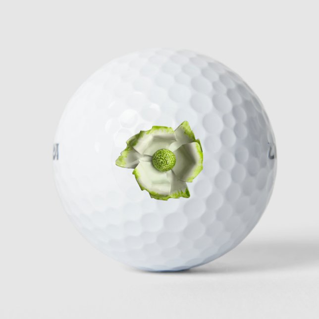 MOD Green Magnolia Flower Customize Logo Floral Golf Balls (Front)