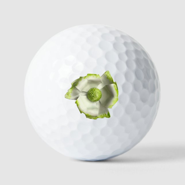 MOD Green Magnolia Flower Customize Logo Floral Golf Balls (Front)