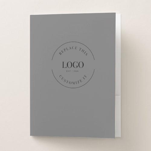 Mod Grey Custom large Business Logo website  Pocket Folder