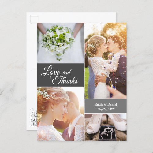 Mod Grey Love  Thanks Photo Spring Summer Wedding Announcement Postcard