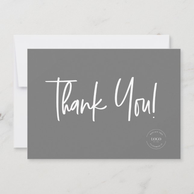 Mod Grey White Company Logo Social Thank You  (Front)