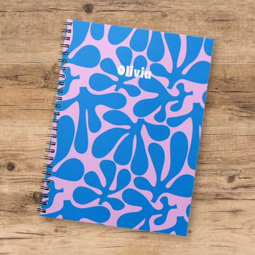 Mod Groovy Boho Pink  Blue Pattern  Notebook