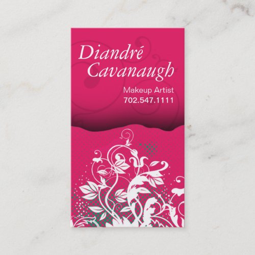 Mod Grunge Floral Makeup Artist template Business Card