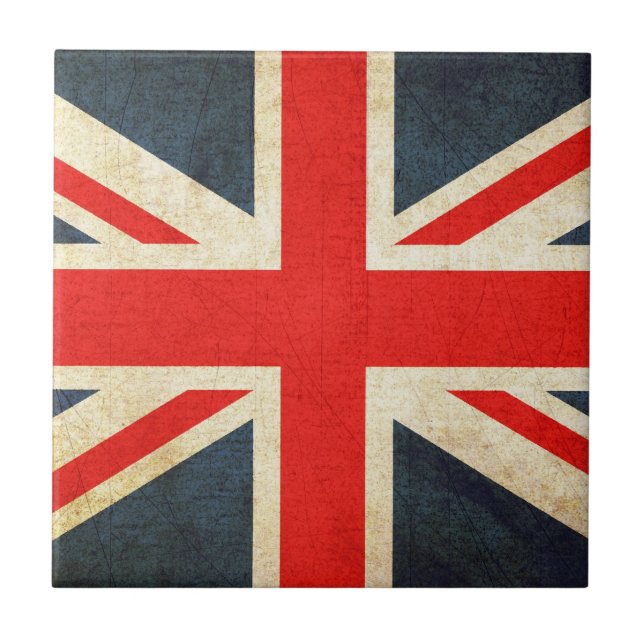 Mod Grunge Union Jack Ceramic Gift Tile (Front)