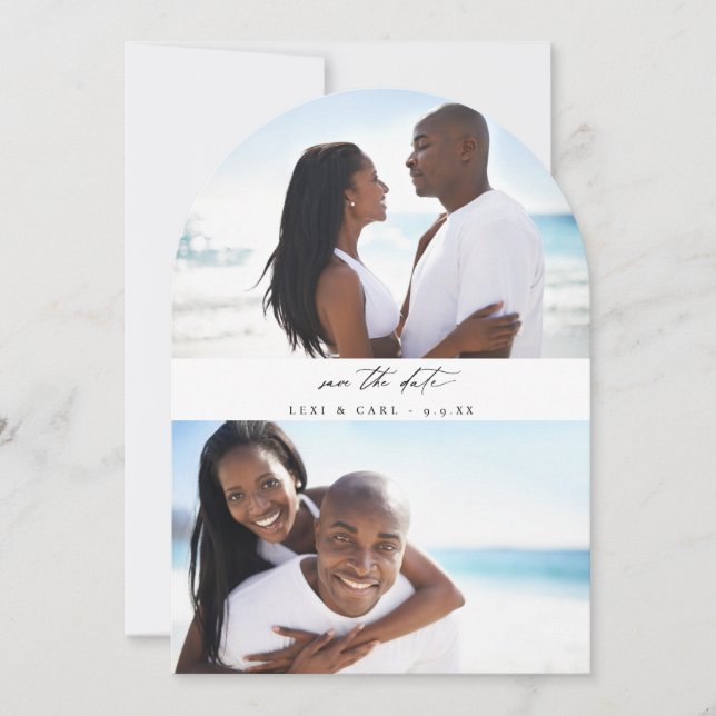 MOD H Duo Photo Save the Date Arc Invitation (Front)