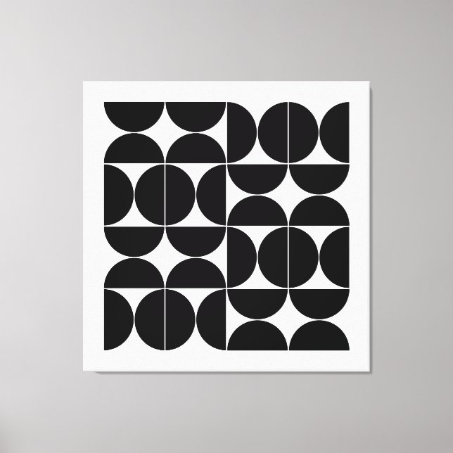 Mod Half Circles in Black Canvas Print (Front)