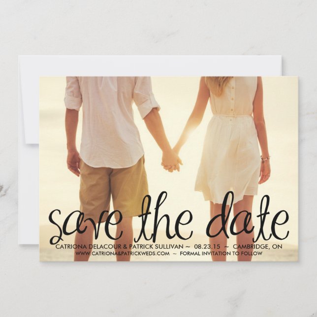 Mod Handwritten Script Save the Date Announcement (Front)