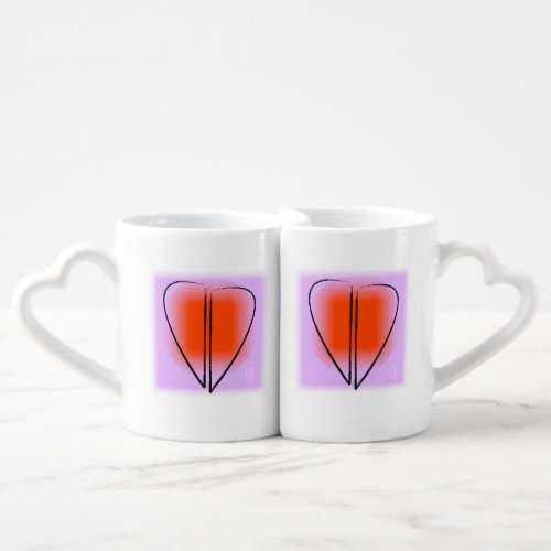 Mod Heart Love Tea Coffee Mug Set