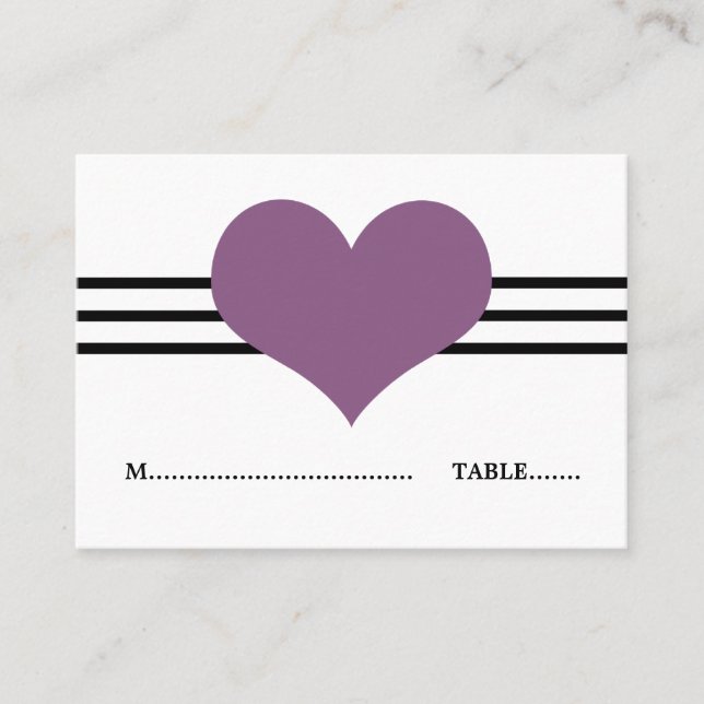 Mod Heart Place Card, Purple Card (Front)