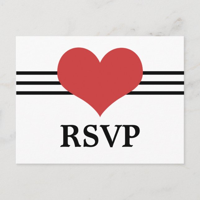 Mod Heart RSVP Postcard, Red Invitation Postcard (Front)