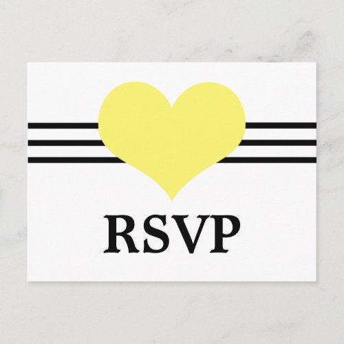 Mod Heart RSVP Postcard Yellow Invitation Postcard