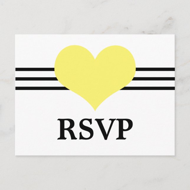 Mod Heart RSVP Postcard, Yellow Invitation Postcard (Front)