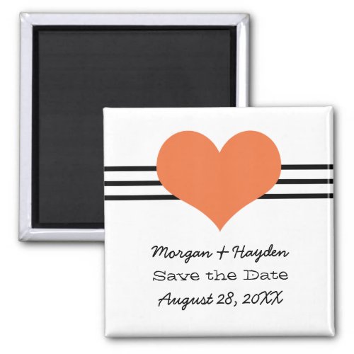 Mod Heart Save the Date Magnet Orange Magnet