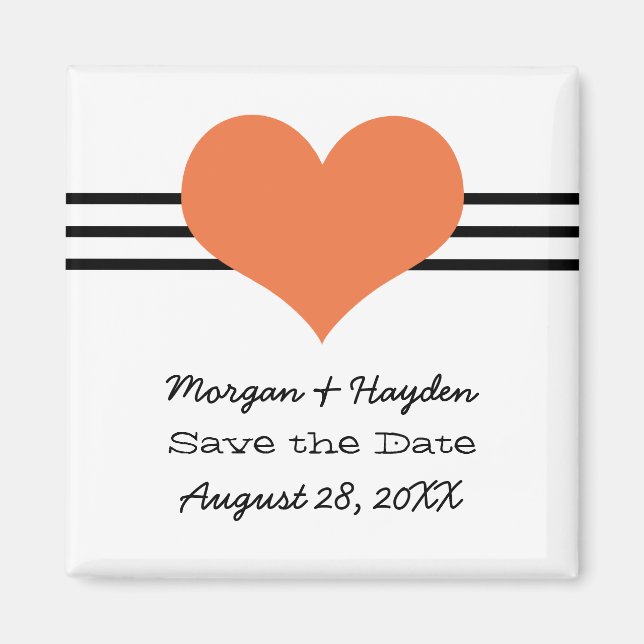 Mod Heart Save the Date Magnet, Orange Magnet (Front)