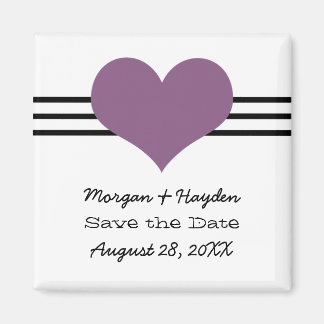 Mod Heart Save the Date Magnet, Purple Magnet