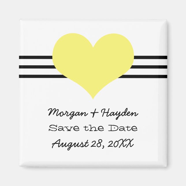 Mod Heart Save the Date Magnet, Yellow Magnet (Front)