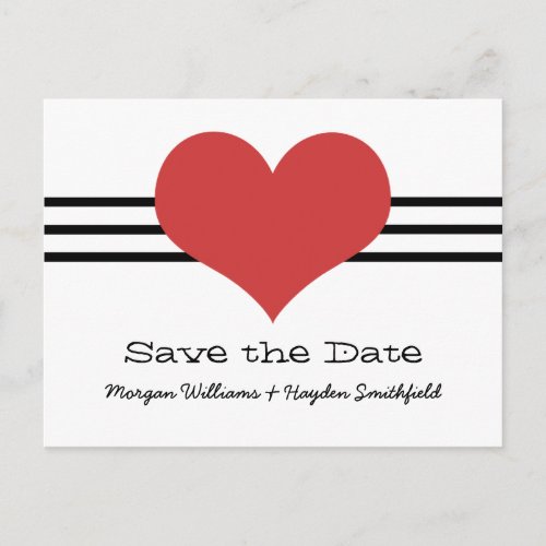 Mod Heart Save the Date Postcard Red Announcement Postcard