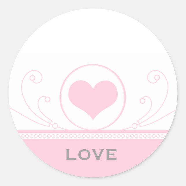 Mod Heart Swirl Stickers, Light Pink Classic Round Sticker (Front)