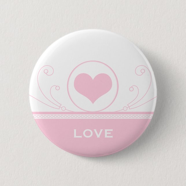Mod Heart Swirls Button, Light Pink Pinback Button (Front)
