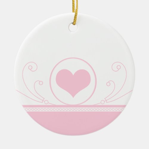 Mod Heart Swirls Valentine Ornament Light Pink Ceramic Ornament