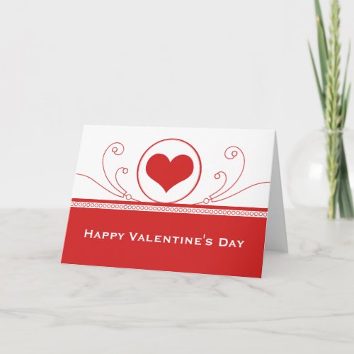 Mod Heart Swirls Valentines Day Card Red Holiday Card