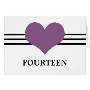 Mod Heart Table Number Card, Purple