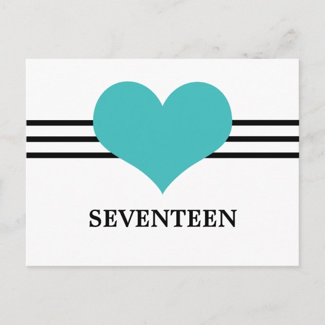 Mod Heart Table Number Postcard, Aqua (Front)