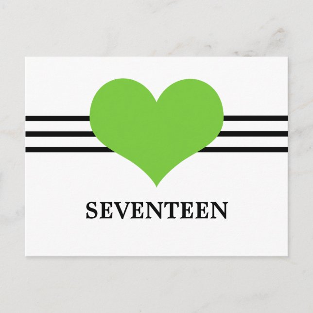 Mod Heart Table Number Postcard, Green (Front)