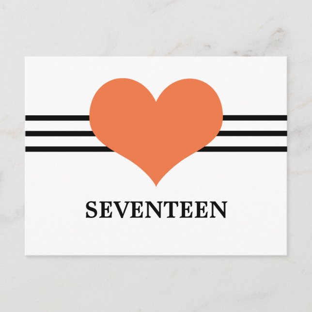 Mod Heart Table Number Postcard, Orange (Front)