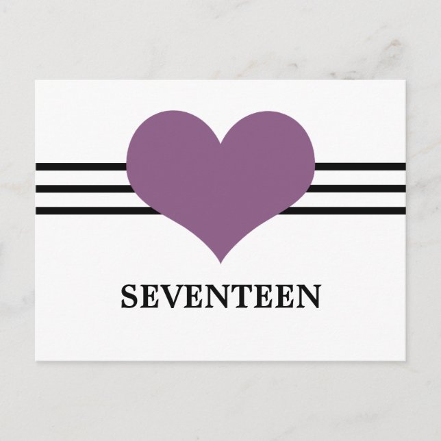 Mod Heart Table Number Postcard, Purple (Front)
