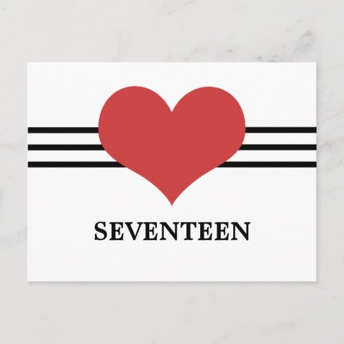 Mod Heart Table Number Postcard Red