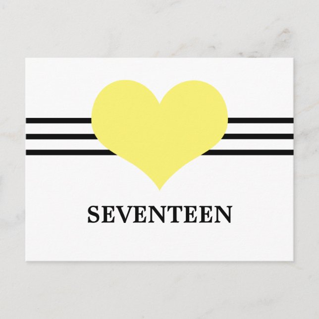 Mod Heart Table Number Postcard, Yellow (Front)